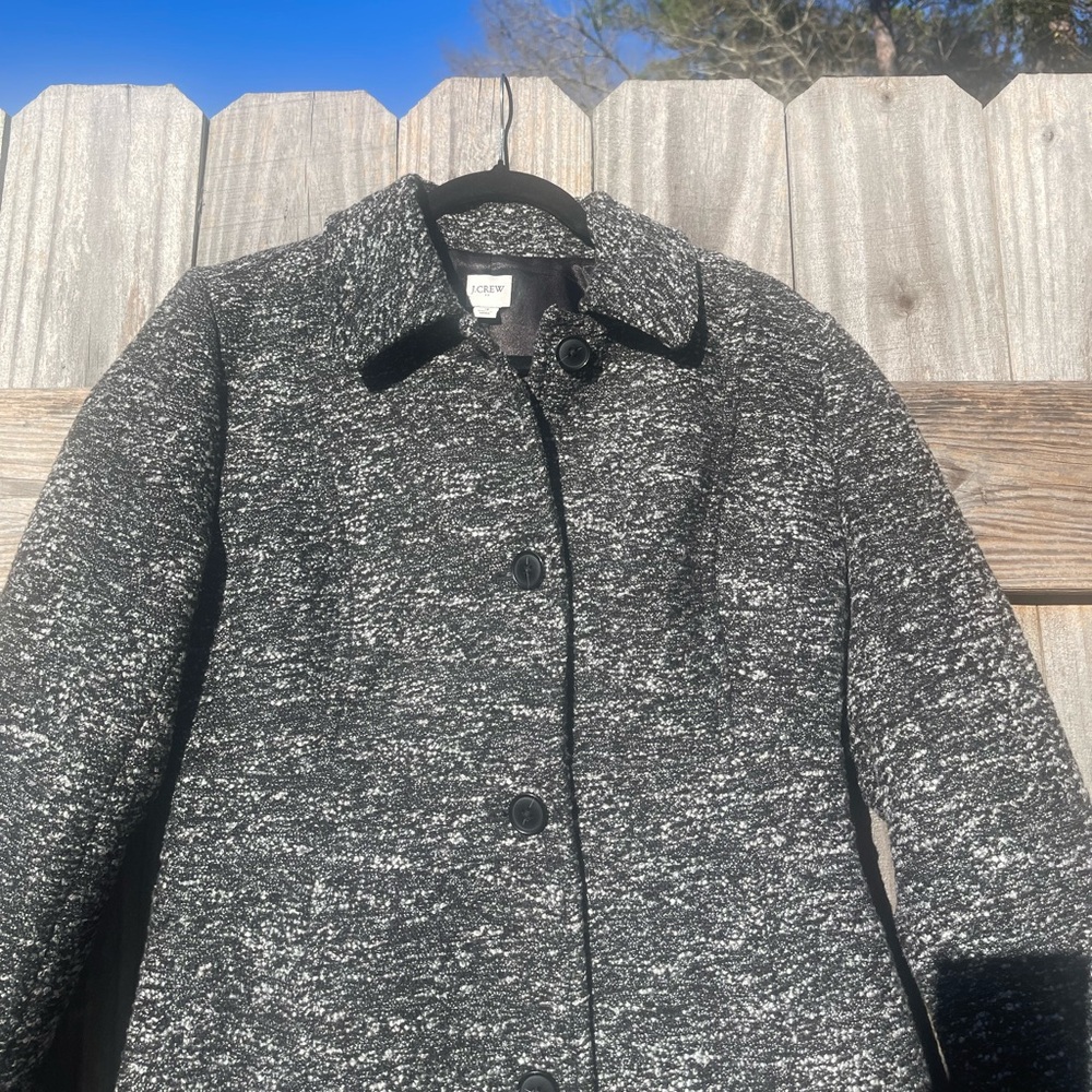 J. Crew Black and Gray Car Coat / Winter Size 4 - Picture 3 of 16